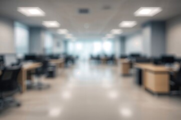 Fuzzy corporate workspace with glowing lights and blurred background