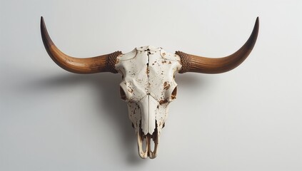 Isolated skull of a bull's head on a white background