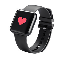 Black smartwatch displays heart rate
