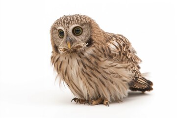 Obraz premium Eastern screech owl held at a wildlife rehabilitation facility