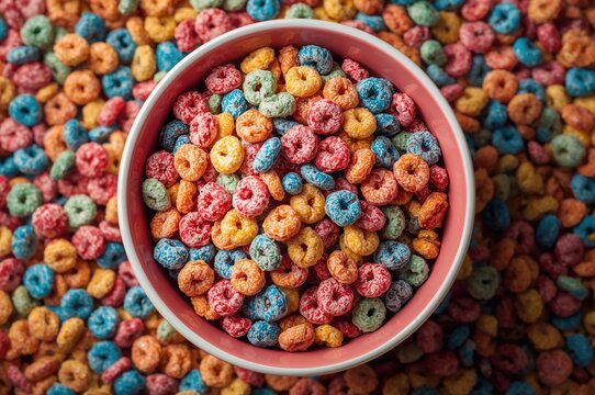 Colorful Breakfast Cereal Served in a Bowl