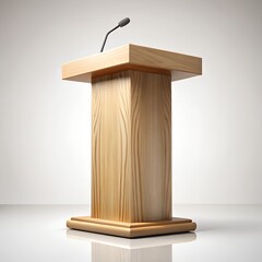 Side View Of Realistic Wooden Podium White Background