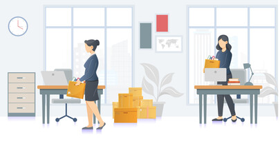 Fototapeta premium Mass Lay Off - Loss of Job - Employee moving out - Illustration