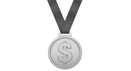 Golden medal with dollar symbol on isolated on white background