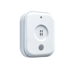 White smart home device on a black studio background