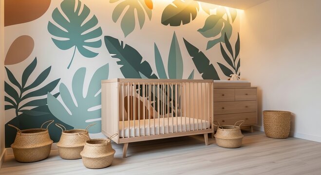 A baby ' s room with a cribe and a cribe