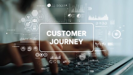 Detailed Visual Representation of Customer Journey Analytics with Data Visualization Elements and Modern Technology Theme. Asymptotic smart data analytic.