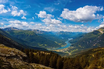 Obraz premium Panoramic view of mountain ranges in the Caucasus