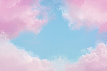 Fototapeta premium Vibrant pastel hues of pink and blue in a bright, cloudy sky