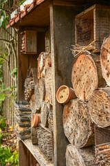 Insect hotel in the garden of Neerijnen Castle. Gelderland the Netherlands.