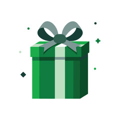 Deep Green Gift Box Vector Shimmering Ribbon Christmas Clipart