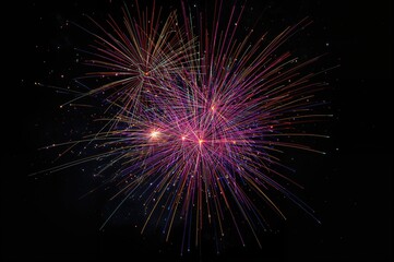 Fototapeta premium Vividly Colored Explosions Against a Dark Sky