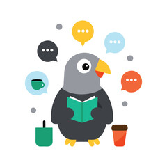 African Grey Parrot Vector Graduation Gown Bird Clipart
