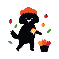 Puli Puppy Vector Paprika Hat Folk Embroidery Cultural Clipart