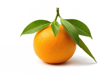 Rich in Vitamin C, Succulent and Sweet. Fresh Citrus with Green Leaves on a White Backdrop