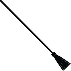Black Broomstick with Straw Bristles Angled
