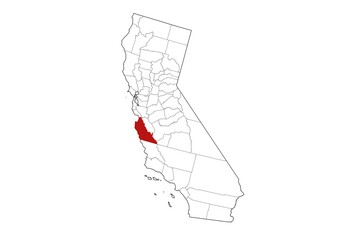 Monterey County Map, California State, USA