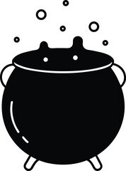 Black Witch Cauldron with Bubbling Orange Liquid