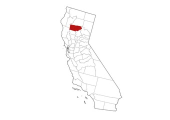 Obraz premium Tehama County Map, California State, USA