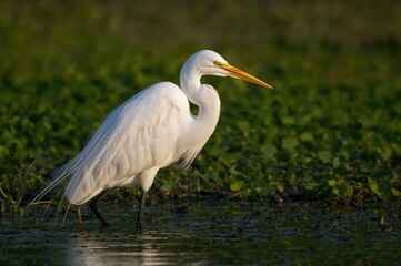 Fototapeta premium Graceful aquatic bird known as the Great White Egret