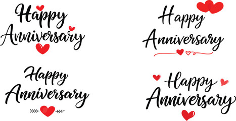 Happy Anniversary Calligraphic Inscription. Calligraphic Lettering Design Template. Creative Typography 