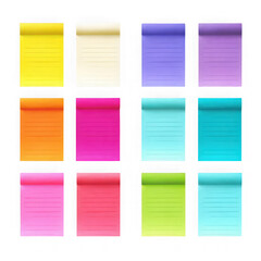 A collection of colorful sticky notes isolated on transparent background