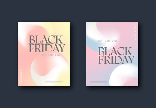 Black Friday Ad Social Media Post Template with Soft Pastel Colour Gradient Objects