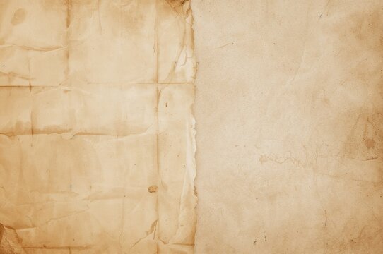 Old vertical torn and wrinkled ancient paper sheets layered on a vintage background with empty space. Design template featuring dual sidebars for website, menu, banner, or flyer.