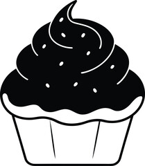 Orange Cupcake with Black Frosting Swirl Sprinkles