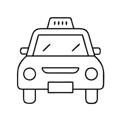 Vector art of simple line art icon of a taxi cab seen from the front, isolated on a