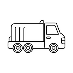 Vector art of simple black and white line art illustration of a tanker truck