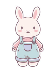 Obraz premium Cute cartoon bunny wearing pastel baby outfit
