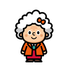 Fototapeta premium Cute funny old lady cartoon character, bright vector illustration