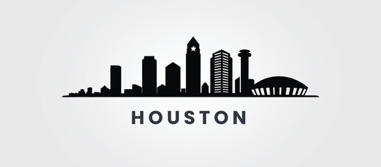 Houston Skyline Vector Illustration Featuring Iconic Buildings and Landmarks