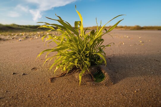 Group of seaweed resting on the shoreline sand