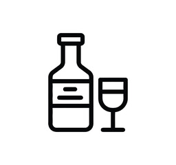 Drinks Line Icons Outline Set. logo, Juice Bottle, Chocolate Drink, Planter's Punch, Ice Bucket with Bottle, Last Word Cocktail, Sidecar Drink, Pomegranate Martini, Beer Mug, and More are Included in 