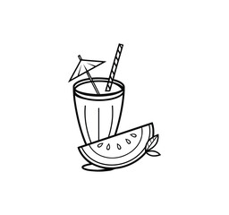 Drinks Line Icons Outline Set. logo, Juice Bottle, Chocolate Drink, Planter's Punch, Ice Bucket with Bottle, Last Word Cocktail, Sidecar Drink, Pomegranate Martini, Beer Mug, and More are Included in 