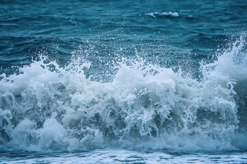 Fototapeta premium Ocean waves and water splash during a storm with sea foam