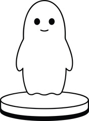 White Ghost Figurine with Rounded Base Floating