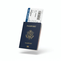 Passport with boarding pass isolated on white background