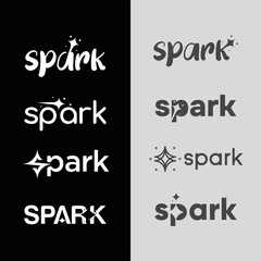 Spark logo design unique variations in black and white