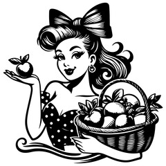 Ink-Drawn Black Pin-Up Clipart