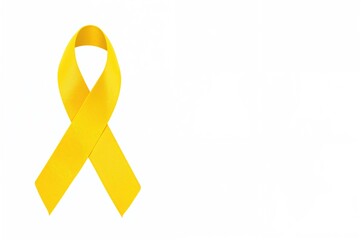 Yellow awareness ribbon on a plain white background with space for text. Highlights include bone cancer, sarcoma, childhood cancer awareness, cholangiocarcinoma, gallbladder cancer, and Suicide