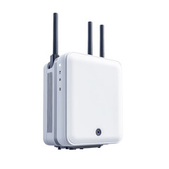Obraz premium Modern white wireless router with antennas