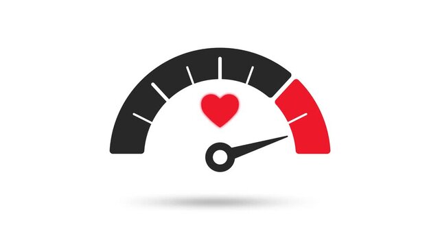 Amount meter design with a red heart icon on a white background ranging from 0 to 100%.