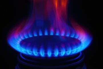 Neon fire artwork with a blue flame backdrop