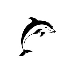 Fototapeta premium Dolphin. Dolphin simple black and white line art vector logo