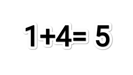 Simple Math Equation — 1 Plus 4 Equals 5 Black Text on White Background