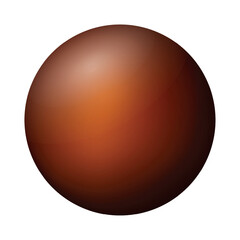Glass brown ball or precious pearl. Glossy realistic ball, 3D abstract vector illustration highlighted on a white background. Big metal bubble with shadow.