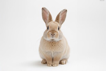 Obraz premium Small lop-eared bunny against a plain white backdrop